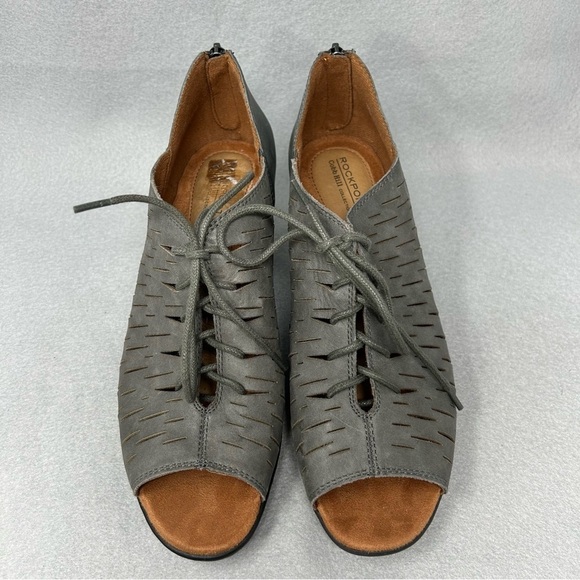 Rockport Boots Cobb hill Womens Leather Open Toe Lace Up Block Heels Size 9W. - Picture 5 of 13